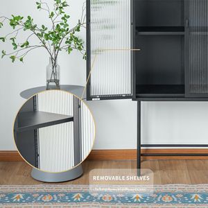 Armoire de rangement moderne en verre mat pour salon avec étagères réglables, options multicolores - Product Image 6