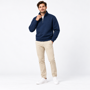Sweat-shirt à fermeture éclair pour homme, style rétro, double fermeture éclair, manches longues, coupe ample, idéal pour le skate, en polyester, faible MOQ, OEM ODM, commande en gros, sweat à capuche zippé - Product Image 2