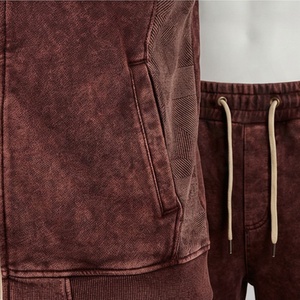 Custom Logo Men Puff Print Vintage Acid Wash Hoodie Flare Sweatpants Set Sun Faded Tracksuit Breathable <b>Jogging</b> <b>Suits</b> - Product Image 5