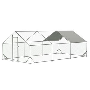 Pollaio Grande in Metallo Impermeabile con Recinto per Galline, Conigli e Anatre, in Filo Zincato - Product Image 1