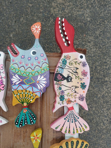 Handmade Colorful Wooden Fish Wall Decor Coastal Tropical Hanging <b>Ornament</b> Good Price Wooden Fish SEA CREATURES Theme - Product Image 3