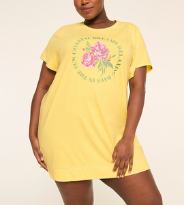 Vestido de dormir térmico de verano para mujer, talla grande, 100% algodón, manga corta, cuello redondo, ajuste holgado, largo hasta la rodilla, con estampado de letras - Product Image 5
