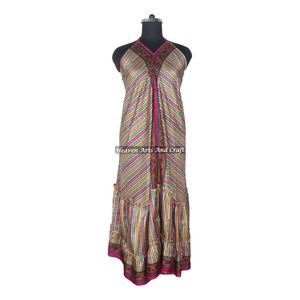Colección de Verano Bohemian 2026 de Ropa para Mujer, Vestido Largo de Seda Sari Vintage, Elegante Vestido de Noche sin Mangas para Damas - Product Image 1