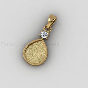 High Quality 925 Sterling Silver 14K Gold Plated 10x12mm Pear Blank Bezel Charm Pendant CZ Accent Keepsake DIY Resin Jewelry - Product Image 5