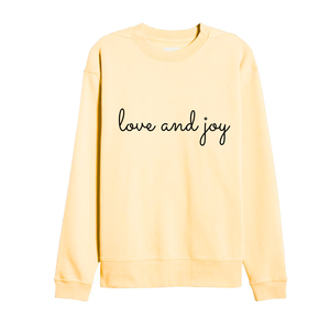 Love And Joy Sweat-shirt à col rond pour femme en coton jaune avec motif de lettres imprimées, coupe régulière, manches longues, automne - Product Image 6