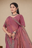 Saree Satin Fandy Desainer India Vexotrend untuk Wanita, Desain Patola yang Indah, Gaya Tradisional untuk Pesta Pernikahan, Bebas Kerut