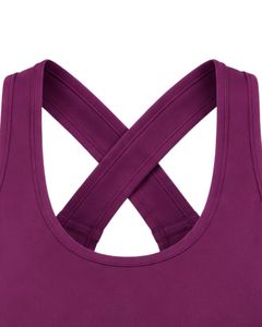 Customized Purple Women <b>Cross</b> Back Yoga Tank <b>Top</b> Breathable Sleeveless Gym Fitness Workout Activewear Sports Running Vest Shirt - Product Image 5
