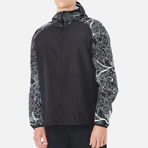 Ensemble veste coupe-vent à capuche et short imprimé carte réfléchissante personnalisé, en nylon Taslon léger, par le fabricant - Product Image 3