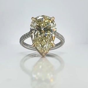 7.03 Carat Light Yellow Pear Cut Diamond Yellow Gold Rhodium Plated Engagement Anniversary Luxury Signature Wrap Ring - Product Image 1