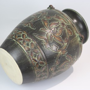 High Quality Traditional <b>Ceramic</b> Floor <b>Vases</b> Imitative-antique <b>Ceramic</b> <b>Vase</b> with Brown Chrysanthemum Patterns Blue Glaze - Product Image 2