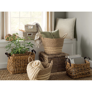 Panier de rangement décoratif en jonc de mer naturel accessoire décoratif tissé pour la maison - Product Image 4