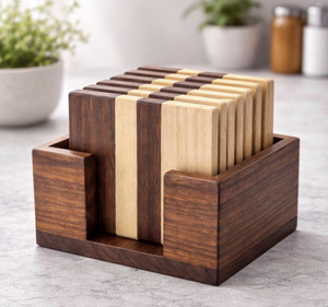 Sous-verres en bois vierges de qualité supérieure, sous-verres en noyer, vente en gros, sous-verres en bois carrés et ronds personnalisables de qualité supérieure - Product Image 5