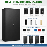 Armoire de classement moderne en acier noir à 2 portes avec serrure et étagères réglables pour bureau, maison, garage