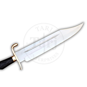 มีดโบวี่คุณภาพสูงสำหรับตั้งแคมป์และล่าสัตว์กลางแจ้ง ใบมีดแบบ Fixed Blade ปลายแบบ Clip Point ด้ามทองเหลือง ด้ามไม้ รับผลิตแบบ OEM ODM ผลิตจากสแตนเลส - Product Image 3