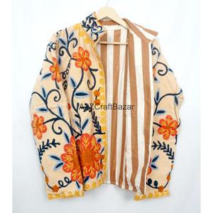 Embossed Cotrise <b>Jacket</b> Vintage Design Eco-Friendly Breathable Quick Dry Cotton Lined <b>Mandarin</b> <b>Collar</b> Winter Outerwear - Product Image 3