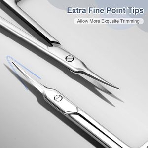 Tijeras para Cutículas de Acero Inoxidable Multiusos de Primera Calidad con Hojas Curvas - Manicura, Arte de Uñas, Cuidado de Cejas y Pestañas para Adolescentes - Product Image 3