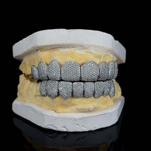 Grillz Micro-Pavé Moissanite, Ensemble Complet de Capuchons Dentaires en Argent Sterling 925, Style Iced Out, Unisexe, Bijoux Dentaires Tendance pour Soirées en Boîte de Nuit - Product Image 3