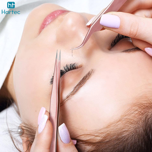 Rose Gold Color Lash Tweezers For Eyelash Extensions Set Of 6 Fiber Tip, Stainless Steel Product Eyelash Extension Tweezers - Product Image 5