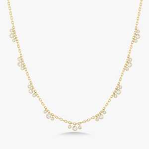 Collier pendentif en or massif 14 carats avec diamant rond serti clos, fermoir mousqueton, 16 pouces, pour superposition, usage quotidien, bijoux raffinés - Product Image 1