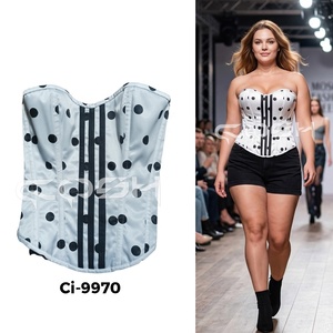Full Bust Sublimated Printed Polka Dot Satin Corset Top - Product Image 5
