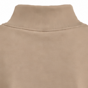Beige Women High Neck Sweatshirt <b>Long</b> Sleeve Pullover Loose Fit Fleece Mock Neck Casual Winter Streetwear Fashion <b>Jumper</b> Top - Product Image 4