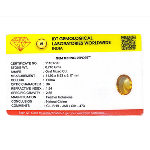 Natural Citrine Cat's Eye Loose Gemstone-3.7 Carat Excellent Diamond Cut Yellow Certified Wholesale - Product Image 4