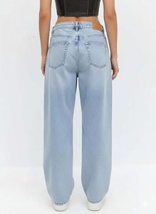 Jeans de mezclilla de pierna ancha y corte relajado para mujer, estilo casual de cintura alta - Product Image 3