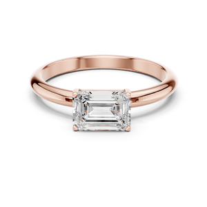 Bague solitaire en diamant de laboratoire taille émeraude - Product Image 1