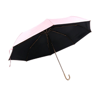 Parapluie pliant 3 sections avec poignée courbée dorée, revêtement noir anti-UV, protection solaire et pluie, double usage, coupe-vent, pour femme