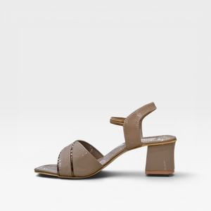 Women Patent Leather Block Heel <b>Sandals</b> Open Toe Slip On Mid Heel Elegant Summer Footwear Patent heel casual shoes - Product Image 4