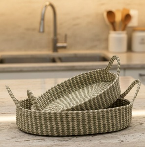 High QualityHandcrafted Eco-Friendly <b>Round</b> Tray and oval tray Storage <b>Basket</b> Made in Vietnam - Product Image 3