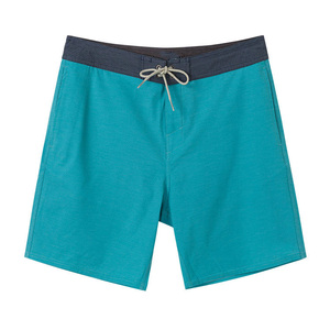 Men's Teal Gradient Color Quick Dry 160g Woven Polyester Mid Waist Drawstring Swim Trunks - Product Image 1