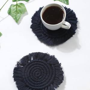 แผ่นรองแก้วมาคราเม่ทรงกลม สไตล์โบโฮ ทำจากผ้าฝ้าย สำหรับตกแต่งโต๊ะอาหาร ชุดแผ่นรองแก้วสำหรับโต๊ะอาหาร สำหรับวางหม้อร้อน - Product Image 6