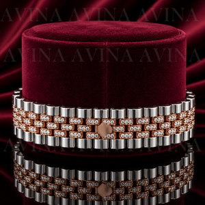 Montre analogique mécanique de luxe en moissanite glacée, verre acier inoxydable, bracelet 20 mm, lunette pavée, affichage de la date marron pour homme - Product Image 4