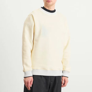 Suéter de punto personalizado para hombre, cuello redondo, estilo oversize, 350 gsm, corte regular, manga larga, color sólido, informal, para otoño. - Product Image 3