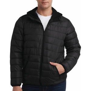 High Quality Men's Winter Puffer Jacket Custom Stand Collar with Hood Long Zipper Closure Casual Style Warm Outwear - Product Image 2