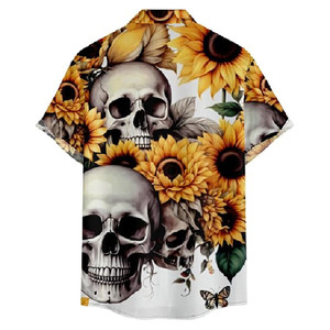 เสื้อเชิ้ตฮาวายชายแบบกระดุมติดลายดอกทานตะวัน 3 มิติ พิมพ์ลายตามสั่ง OEM สำหรับคู่รัก ชุดลำลองสำหรับวันหยุด และเสื้อสายเดี่ยวผู้หญิง - Product Image 3