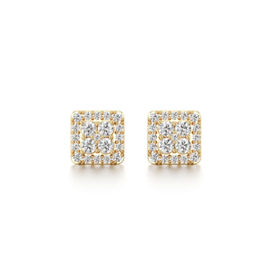 14K Yellow Gold <b>Square</b> Diamond Stud Earrings for Women Prong <b>Set</b> Cluster Diamond Earrings Classic Everyday Fine Jewelry Gift - Product Image 5