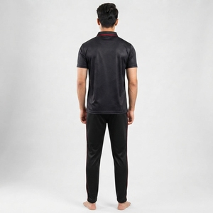 Uniforme de Cricket Negro y Rojo para Hombre, Ropa Deportiva Transpirable de Poliéster con Diseño de Rayas Diagonales, Precio Económico y Servicio OEM - Product Image 6