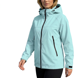 <b>Light</b> Blue Hooded Puffer <b>Jacket</b> <b>Women</b> <b>Waterproof</b> Zipper Closure Sporty Winter Coat Regular Fit Polyester Material - Product Image 1