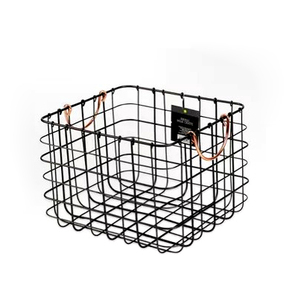 Black Metal <b>Square</b> Wire Storage <b>Basket</b> Rectangle With Handles Multi Purpose Neatening Organizer - Product Image 1