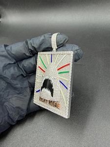 Pendentif Thème Ricky Rosae en Cristal Strass Moissanite Argent 925 Style Hip-Hop Design Visage Bijoux Unisexe - Product Image 5