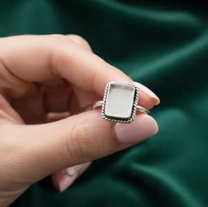 925 Sterling Silver Rectangle <b>Blank</b> Bezel Minimalist Adjustable Band Handmade Customizable Eco-Friendly Gold Plated <b>Ring</b> Jewelry - Product Image 2