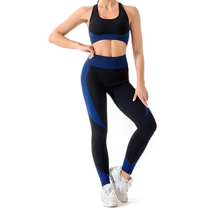 Conjunto de yoga de 2 piezas sin costuras para mujer, con logotipo personalizado al por mayor, ropa deportiva elástica de cintura alta para gimnasio, entrenamiento físico. - Product Image 2