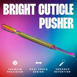 Pousse-cuticules double embout en acier inoxydable réutilisable, finition arc-en-ciel - Product Image 5