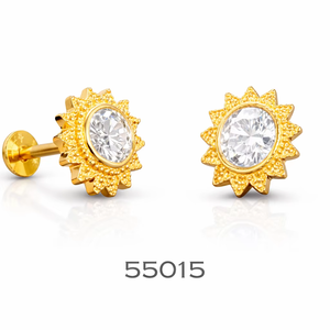 ต่างหูเม็ดเดี่ยวประดับอัญมณีสีม่วงทันสมัยรูปดอกทานตะวันชุบทองหรูหราสำหรับงานปาร์ตี้ - Product Image 1