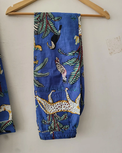 Pijamas de Algodón para Mujer, Estampado a Mano, Ecológicos, Transpirables, Cintura Elástica, Manga Larga, Cómodos para Verano - Product Image 1