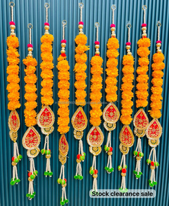 Gota Leaf marigold Garland สำหรับฉากหลังบนเวทีพวงหรีดตกแต่งบ้านงานแต่งอินเดีย - Product Image 1