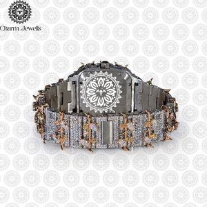 Charm_Jewells Luxury Women's Square Stainless Steel <b>Watch</b> <b>Diamond</b> Encrusted Sapphire Crystal Analog Quartz Movement - Product Image 4