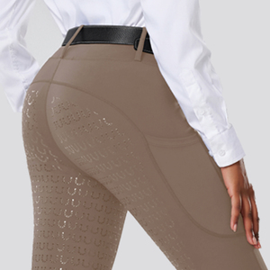 New Arrival Women Equestrian Breeches Silicone Grip Riding Jodhpurs High Rise Slim Fit <b>Stretch</b> Bicast Leather <b>Machine</b> Washable - Product Image 1